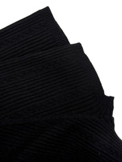 Logo Embroidered Cotton Half Sleeve Knit Top in Black