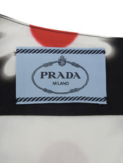 黑/白/红三色花卉图案无袖连衣裙