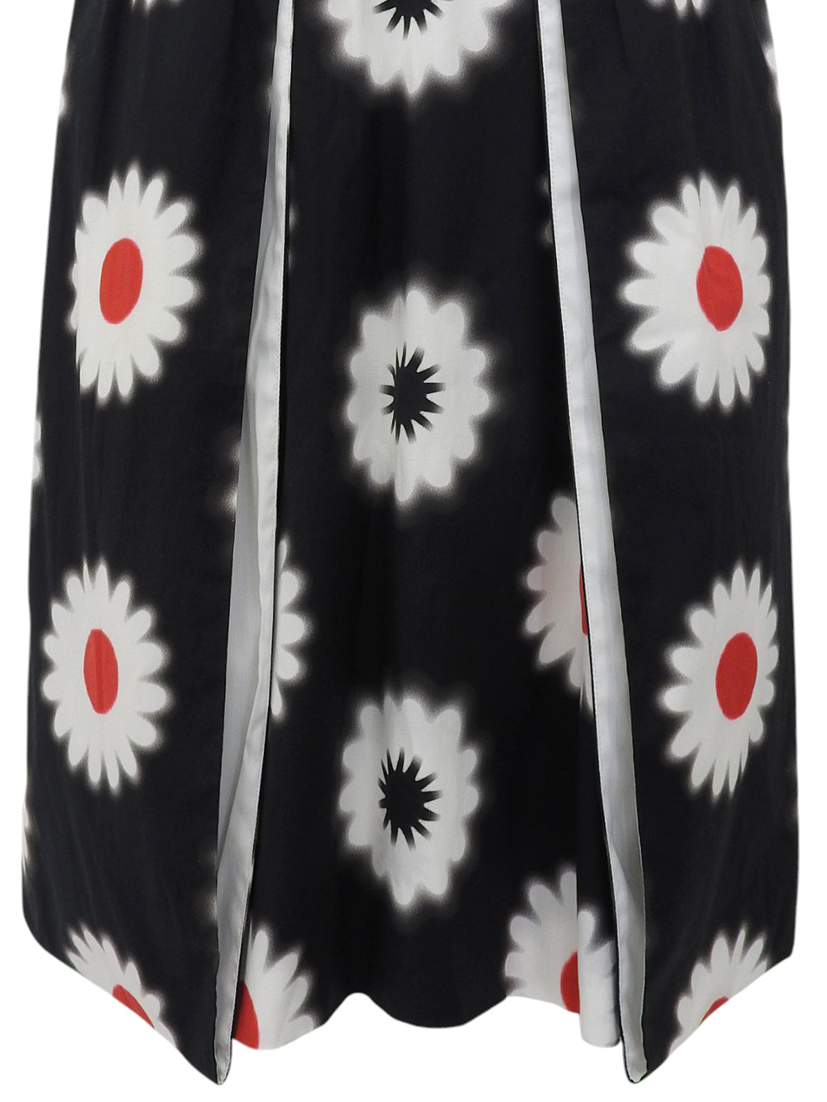 黑/白/红三色花卉图案无袖连衣裙