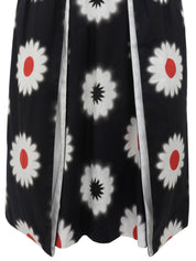 黑/白/红三色花卉图案无袖连衣裙