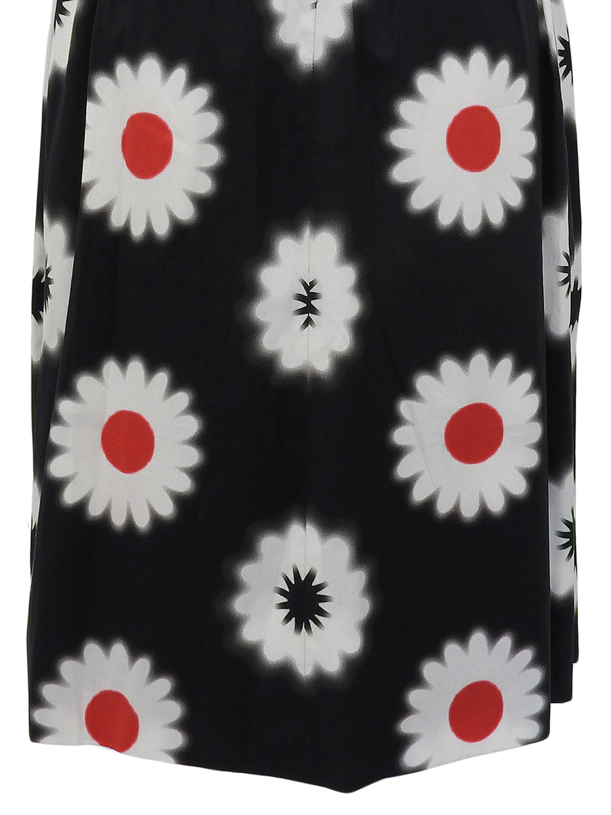 黑/白/红三色花卉图案无袖连衣裙