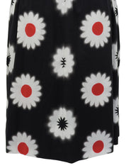 フラワーデザインパターンノースリーブワンピース ブラック/ホワイト/レッド