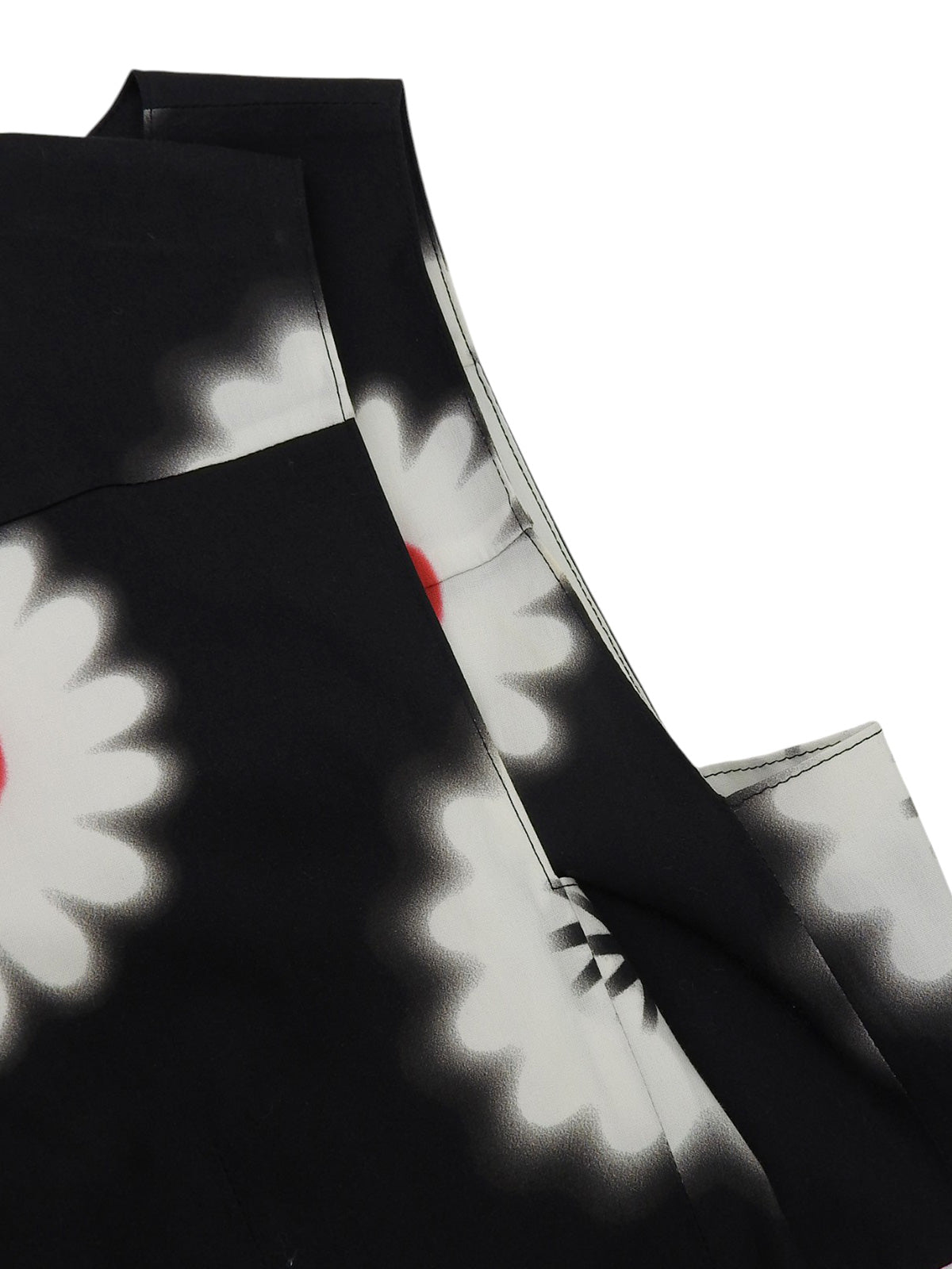 黑/白/红三色花卉图案无袖连衣裙