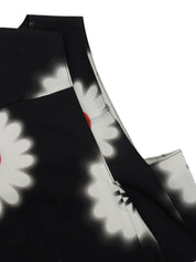 Flower Design Pattern Sleeveless Dress in Black/White/Red