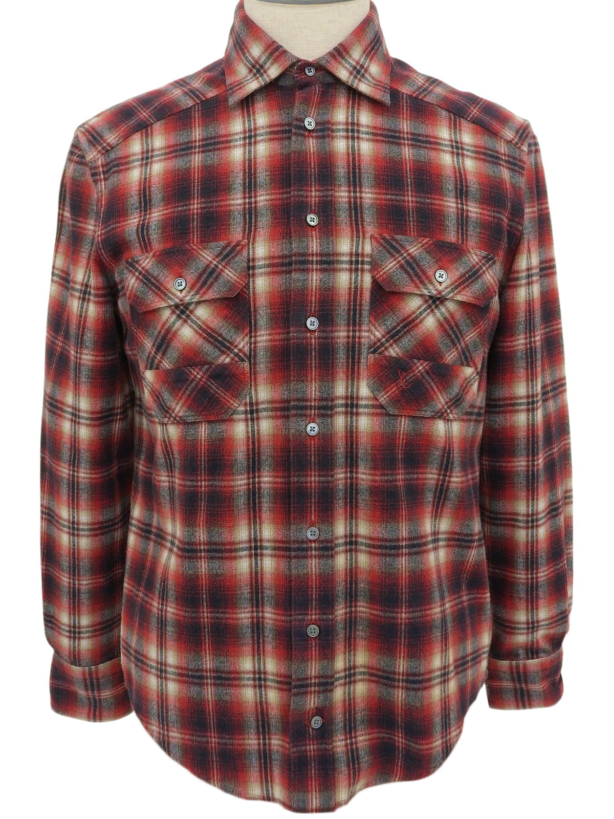 コットンチェックパターンシャツ　レッド/ブラック/マルチ
