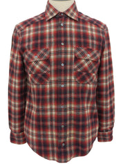 コットンチェックパターンシャツ　レッド/ブラック/マルチ