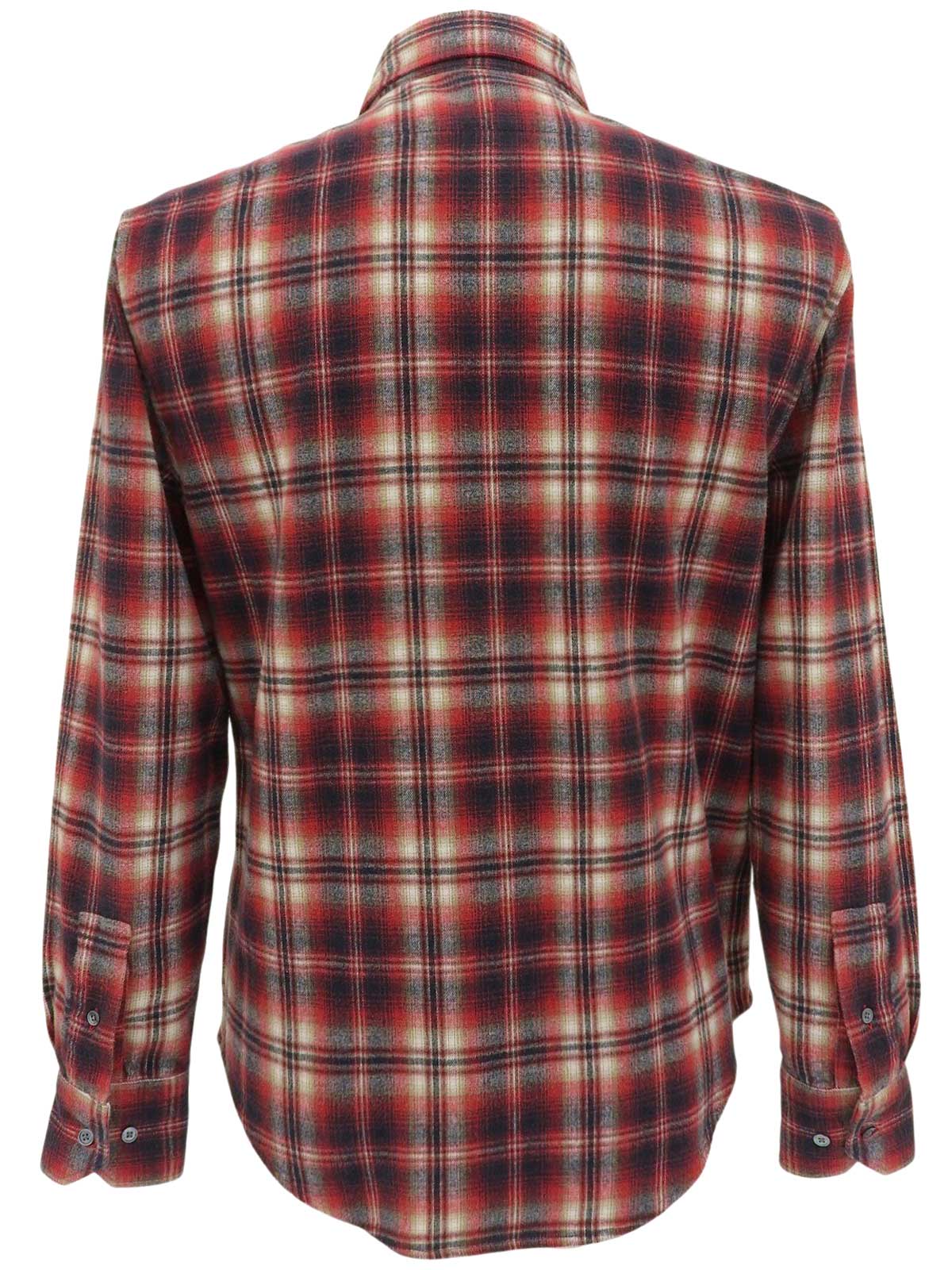 コットンチェックパターンシャツ　レッド/ブラック/マルチ