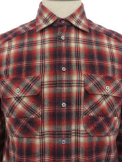 コットンチェックパターンシャツ　レッド/ブラック/マルチ