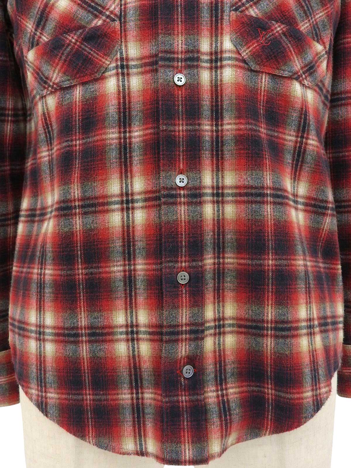 コットンチェックパターンシャツ　レッド/ブラック/マルチ