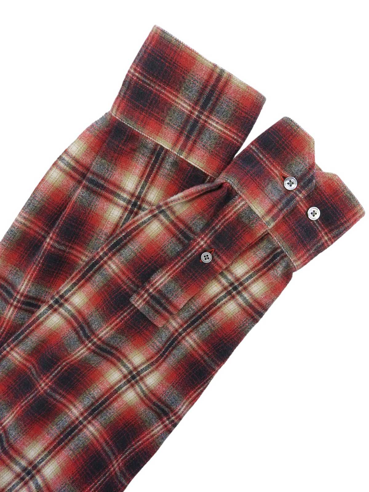 コットンチェックパターンシャツ　レッド/ブラック/マルチ