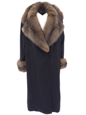 カシミヤロングファーコート　ネイビー