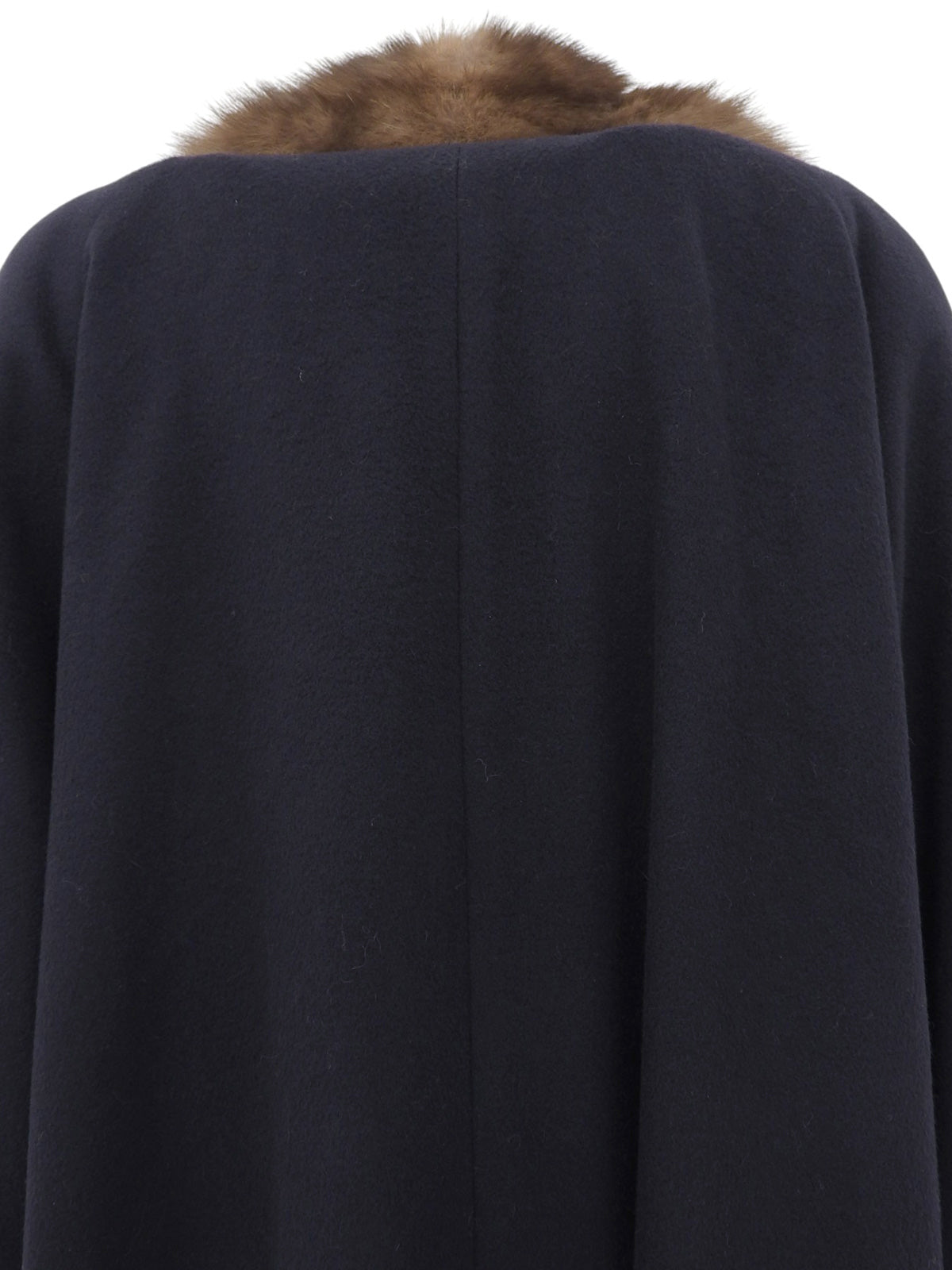 カシミヤロングファーコート　ネイビー