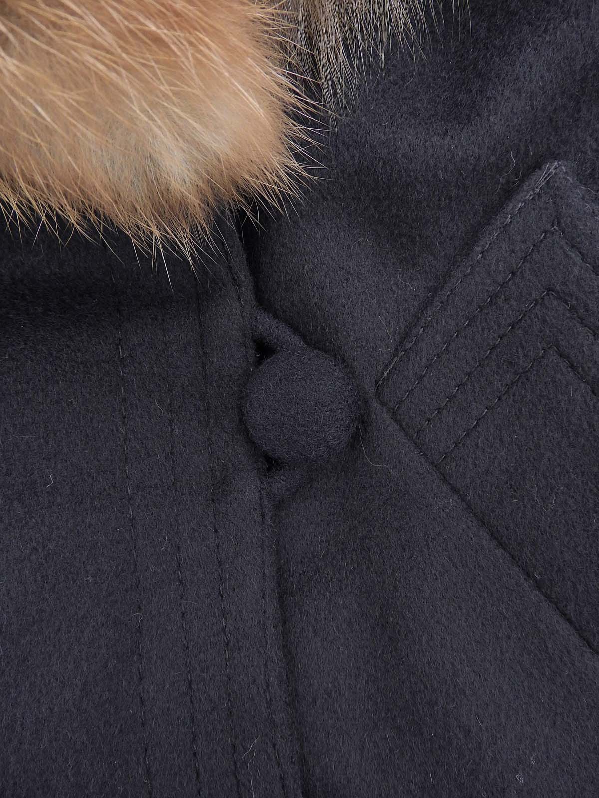 カシミヤロングファーコート　ネイビー