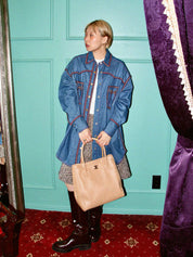 Denim Trim Design Logo Button Western Shirt in Indigo