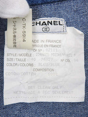 Denim Trim Design Logo Button Western Shirt in Indigo