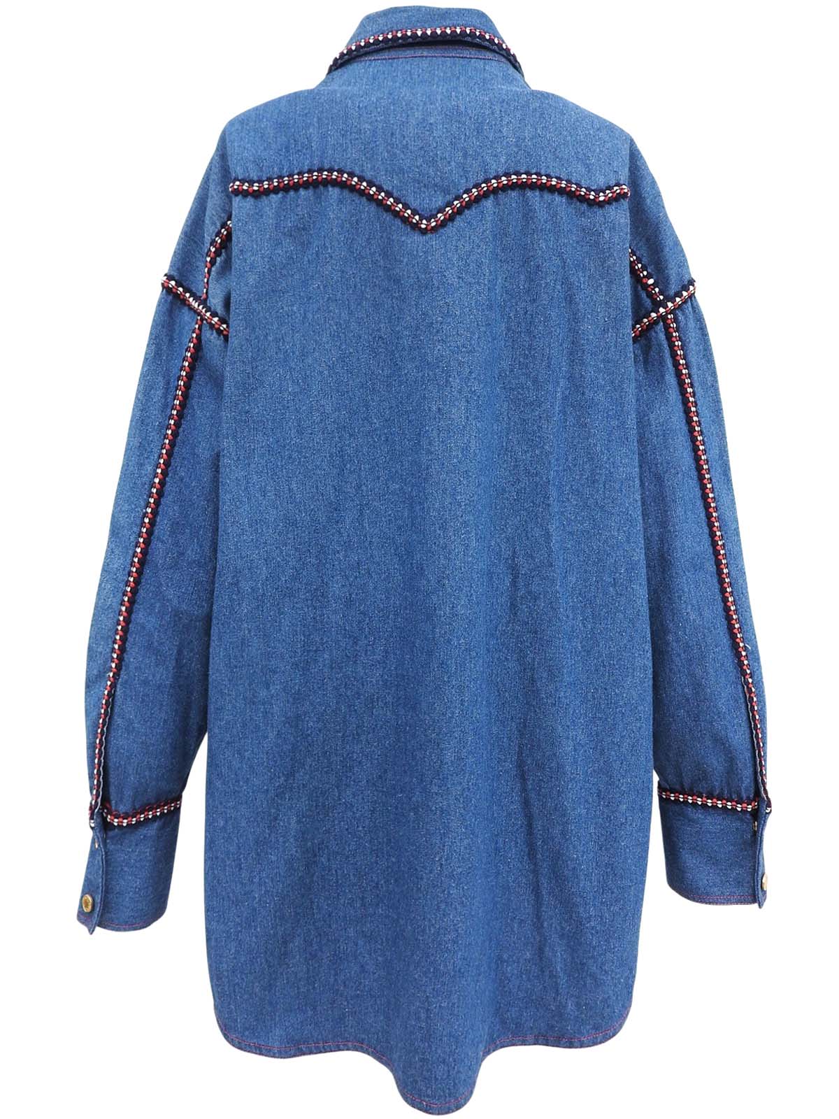 デニムトリムデザインロゴボタンウエスタンシャツ インディゴ