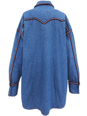 デニムトリムデザインロゴボタンウエスタンシャツ インディゴ