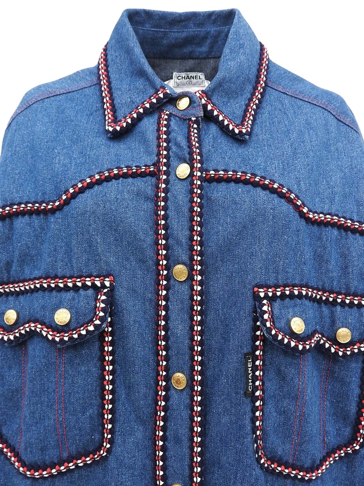 デニムトリムデザインロゴボタンウエスタンシャツ インディゴ