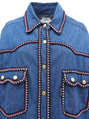 デニムトリムデザインロゴボタンウエスタンシャツ インディゴ