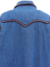 デニムトリムデザインロゴボタンウエスタンシャツ インディゴ