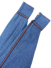 Denim Trim Design Logo Button Western Shirt in Indigo