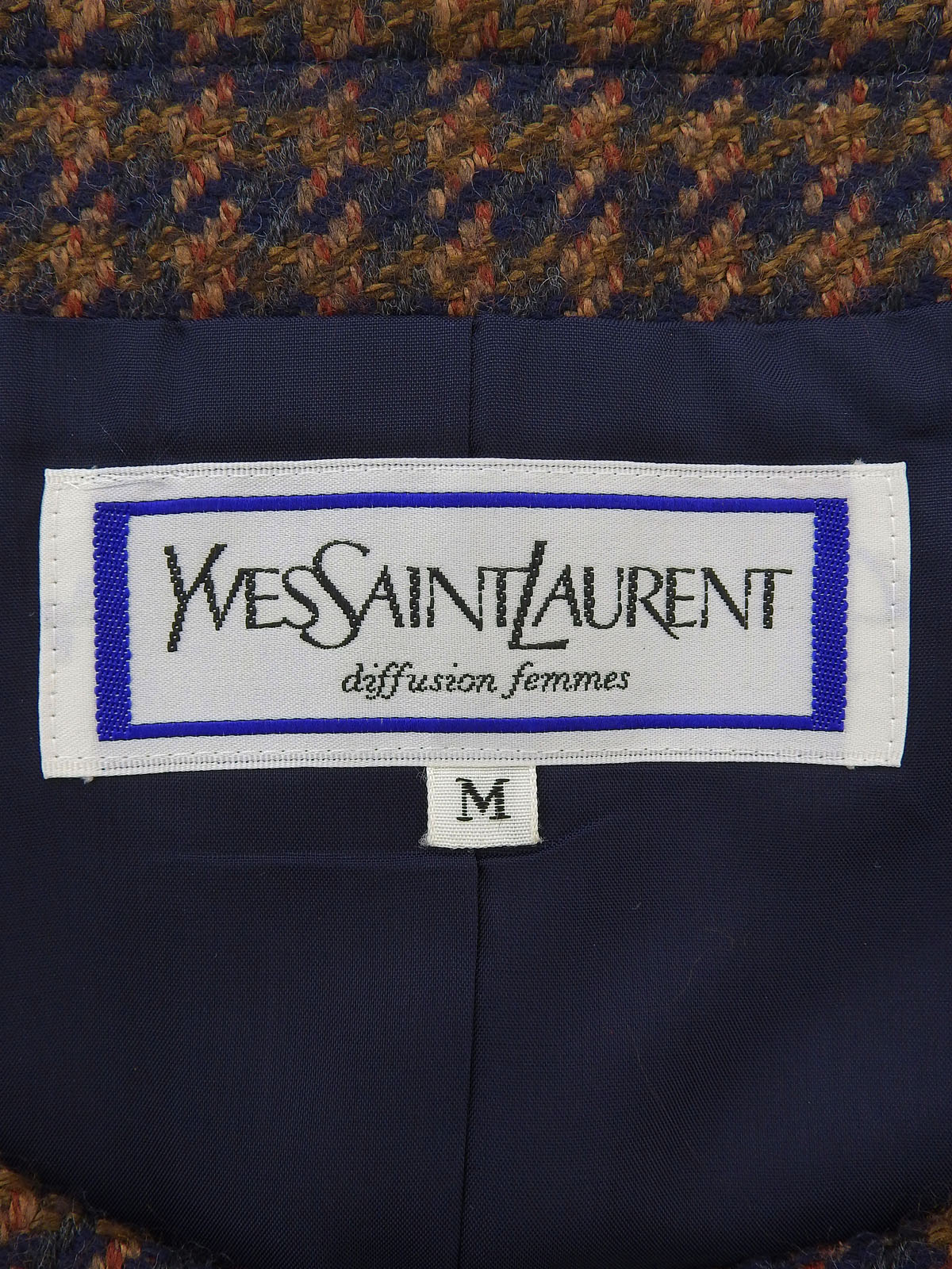 棕色/海军蓝羊毛设计纽扣