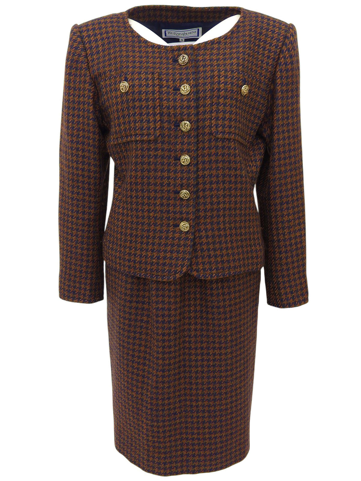 棕色/海军蓝羊毛设计纽扣