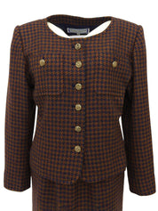 棕色/海军蓝羊毛设计纽扣