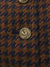 棕色/海军蓝羊毛设计纽扣