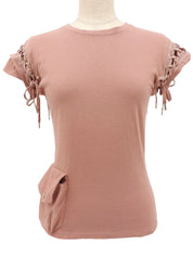 ロゴポケットレースアップショートスリーブトップス コーラルピンク