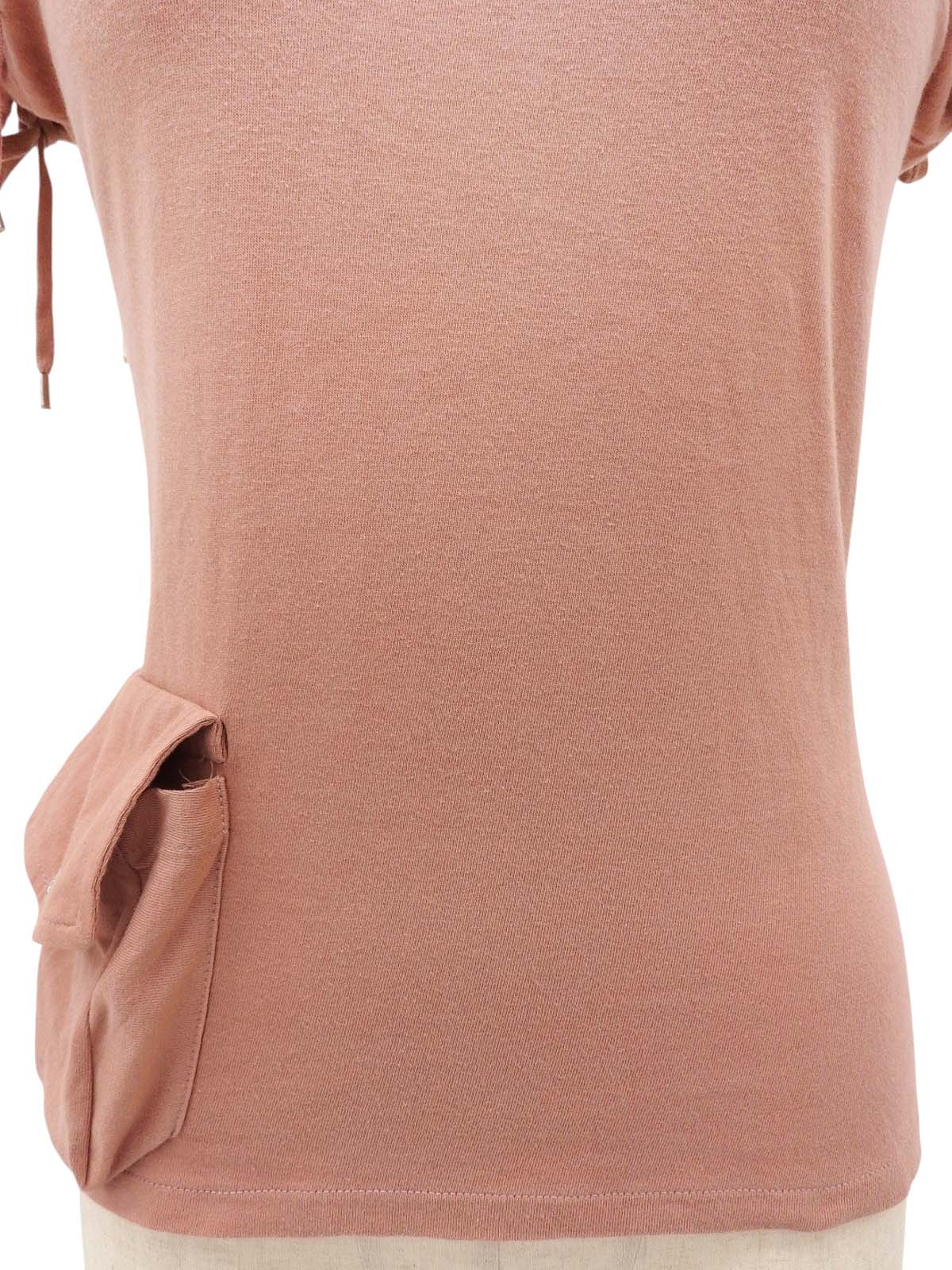 ロゴポケットレースアップショートスリーブトップス コーラルピンク