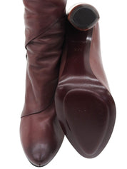 Brown leather long boots