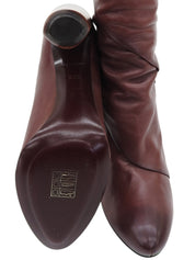 Brown leather long boots