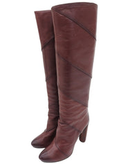 Brown leather long boots