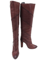 Brown leather long boots