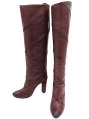 Brown leather long boots