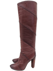 Brown leather long boots