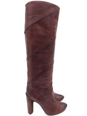 Brown leather long boots