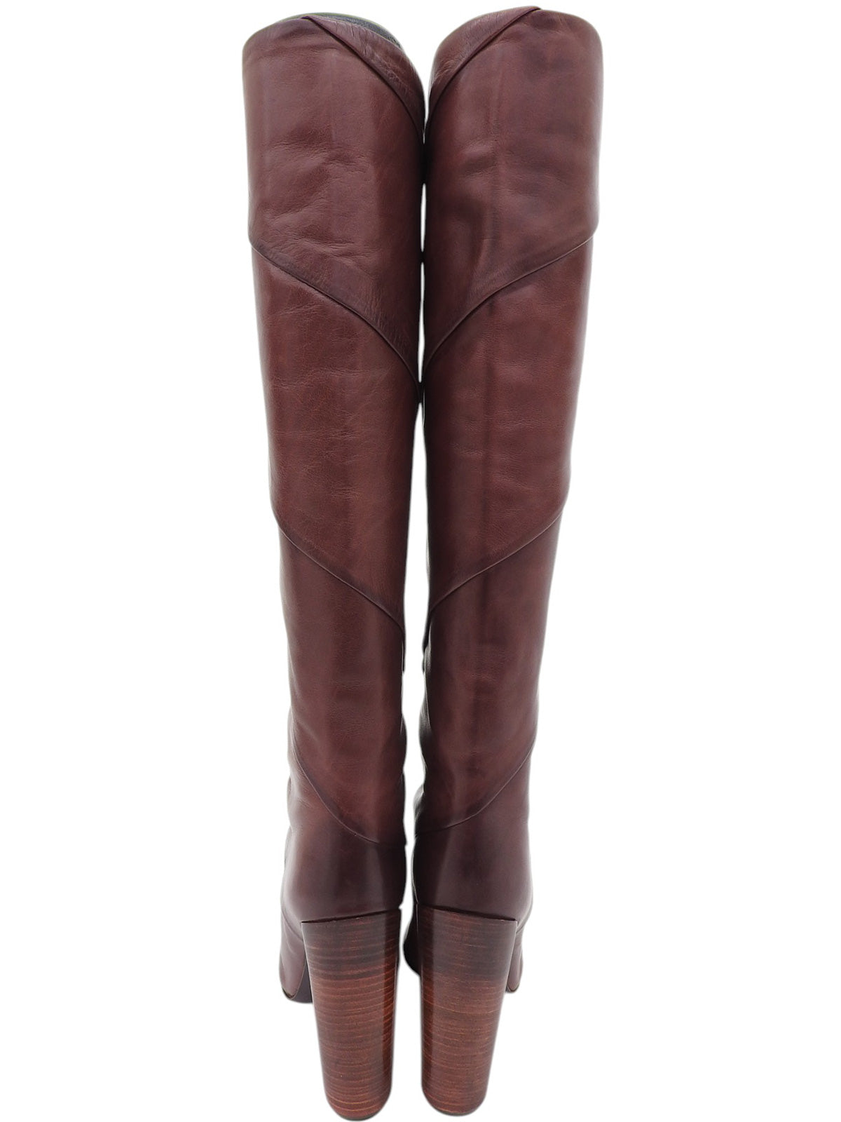 Brown leather long boots
