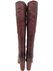 Brown leather long boots