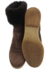 モノグラムパターンムートンブーツ ブラウン