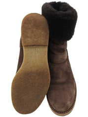 Monogram pattern sheepskin boots in brown