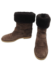 モノグラムパターンムートンブーツ ブラウン