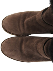 モノグラムパターンムートンブーツ ブラウン