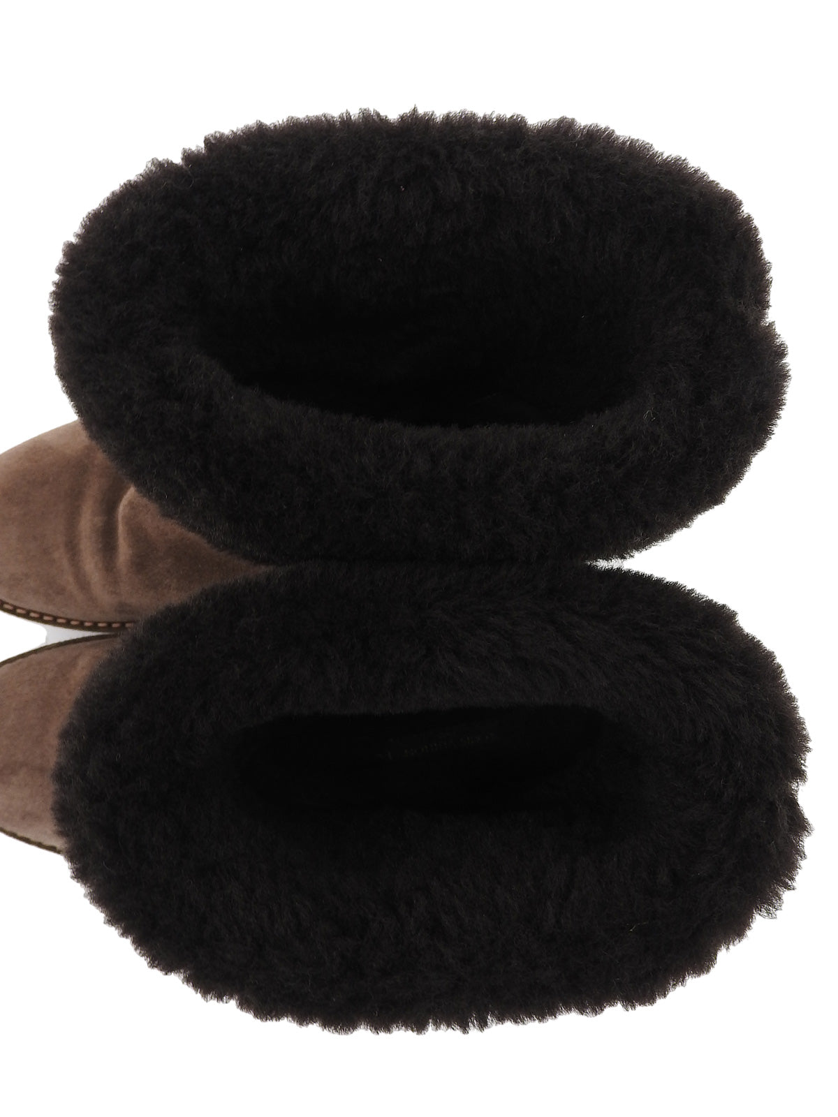 Monogram pattern sheepskin boots in brown