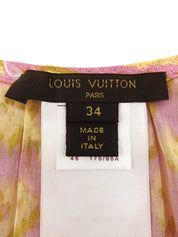 Cotton Monogram Pattern Dress in Pink/Yellow