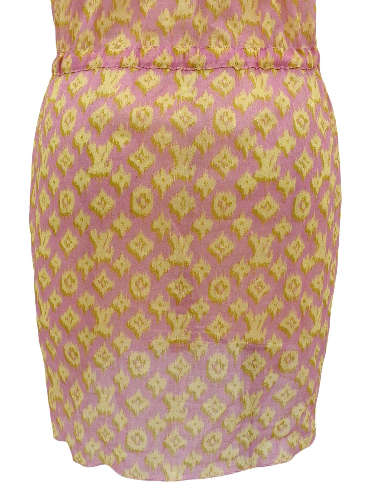 Cotton Monogram Pattern Dress in Pink/Yellow