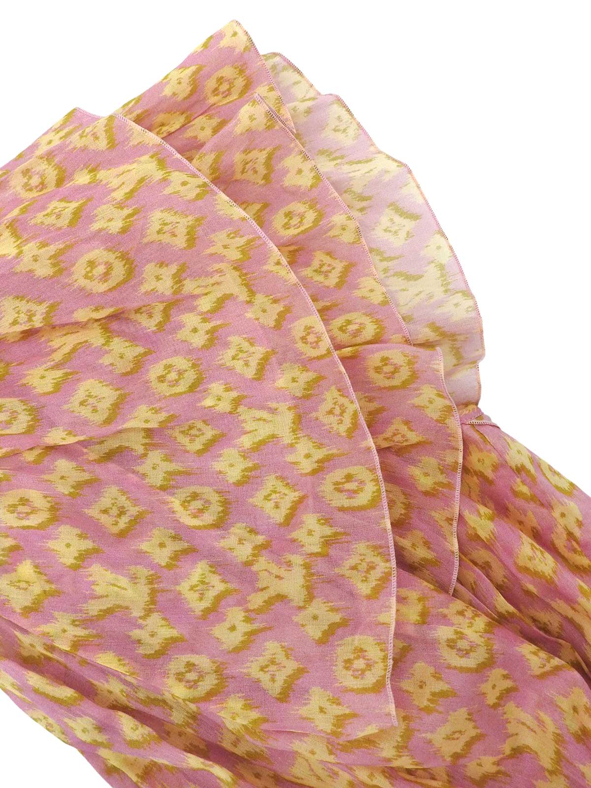 Cotton Monogram Pattern Dress in Pink/Yellow
