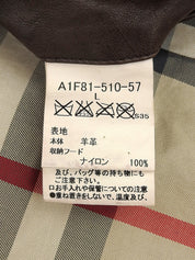 ロゴボタンレザージャケット　ブラウン