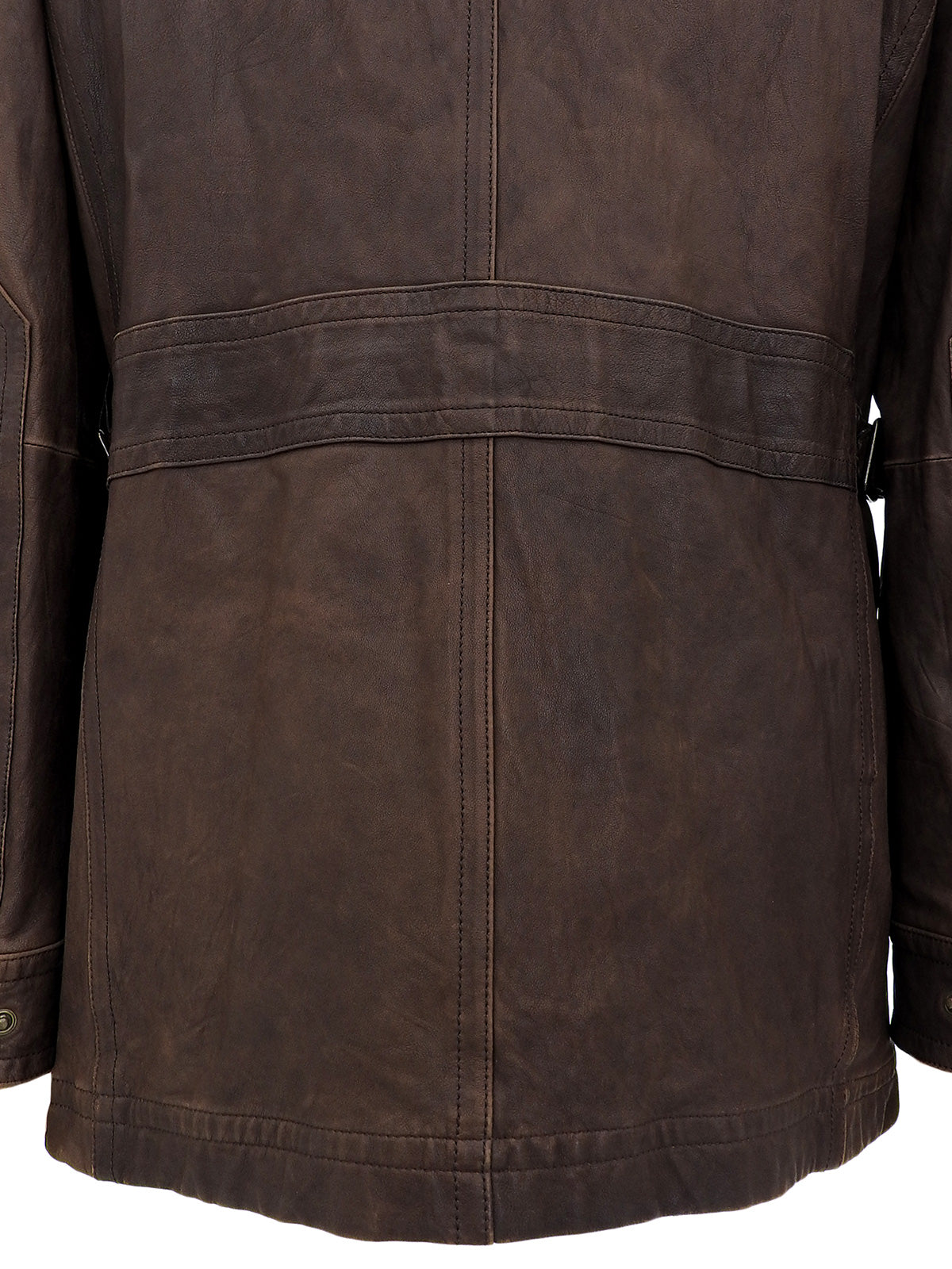 Brown logo button leather jacket